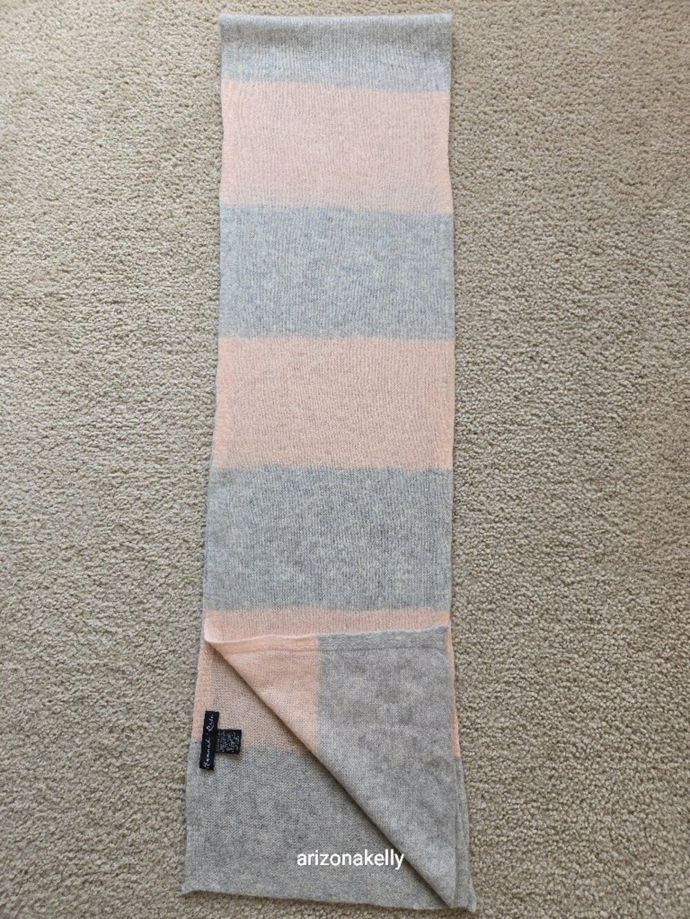 Hannah Rose Cashmere Scarf Pink & Grey Lightweight Weave